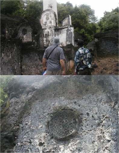 Above-Tom and Amin at the ruins: Below - carving at ruins